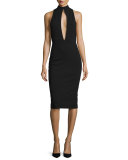 Maret Sleeveless Keyhole Sheath Dress, Black