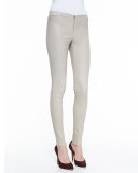 Front-Zip Leather Leggings