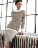 Round-Neck Knit Sweater, Almond