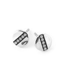 Sterling Silver Senso 8mm Station Stud Earrings with Diamonds