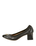 Jolie Logo Leather 50mm Pump, Black