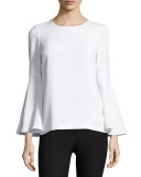 Raleigh Bell-Sleeve Open-Back Top, White