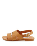 Cuture Leather Flat Sandal, Honey