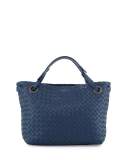 Intrecciato Small Square Bucket Bag, Pacifico Blue