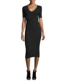 Ribbed Midi Skirt, Black