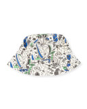 Reversible Printed Baby Bucket Hat, Blue/White