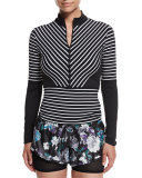 Studio Stripe Long-Sleeve Top, Black/White