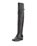 Lala Leather Over-the-Knee Boot, Black