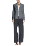 Notch-Collar Two-Button Linen-Stretch Jacket 
