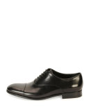 Leather Cap-Toe Oxford Shoe, Black