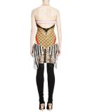 Winged-Bust Mixed-Media Slip Dress, Multi