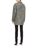 Ilaria One-Button Oversized Blazer, Ecru/Black