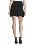 Aurora Pleated-Hem Mini Skirt, Black