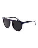 Atomic Rounded Square Sunglasses, Black/White