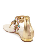 Jewel-Embellished Flat Thong Sandal