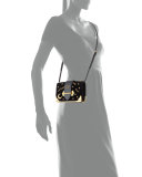 Cahier Astrology Velvet Shoulder Bag, Black (Nero)