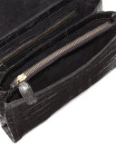 Crocodile Small Chain-Strap Shoulder Bag, Black Matte
