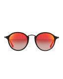 Round Acetate Sunglasses W/Mirror Lenses