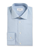 Slim-Fit Textured Check Dress Shirt, Light Blue
