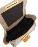 Eartha Mini Leather Crossbody Bag, Beige