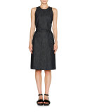 Denim A-Line Midi Dress, Blue