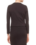 Long-Sleeve Draped-Front Jacket, Black