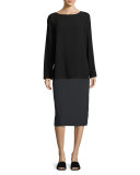 Sleek Ribbed Pencil Skirt