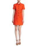 Short-Sleeve Button-Front Polo Dress, Sienna