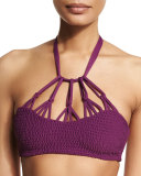 Saffron Strappy Halter Swim Top, Sangria