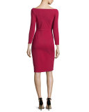 Asymmetric Cutout Sheath Dress, Granata