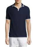 Erick Piqué Polo Shirt with Contrast Tipping, Navy