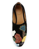 Boelle Embroidered Suede Flat, Black