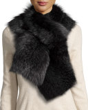 Fox Fur Pull-Through Scarf, Charcoal