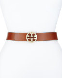 Reversible Classic Logo Leather Belt, Black/Luggage