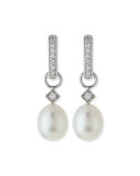 White Gold Pearl Briolette Earring Charms
