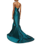 Strapless Fitted Mermaid Gown, Emerald