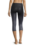 High-Waist Airbrush Capri Leggings, Gradient Black