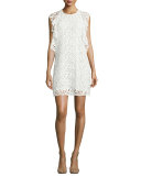 Crochet Lace Flounce Dress, White