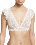 Kiss the Bride Flutter-Sleeve Bralette, White