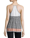 Leif Tile-Print Crepe Tank Top