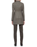One-Button Check Long Jacket, Turtle
