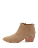 Barlow Suede Pointed-Toe Bootie, Cement