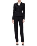 Stand-Collar Peplum Jacket, Black