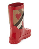Ranmoor Heart-Print Rubber Rain Boot, Red, Youth