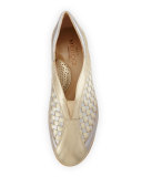 Barabel Woven Leather Slip-On Sneaker, Pale Platino