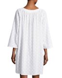Clip-Dot Cotton Lawn Sleepshirt, White