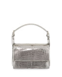 Mini Flap Crocodile Top-Handle Bag, Anthracite Mirror