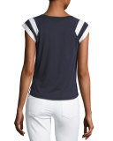 Varsity Active Sporty Muscle Tee, Ink/White