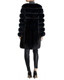 Nafa Embroidered Sable Fur Coat, Navy