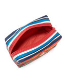 Brigitte Striped Nylon Cosmetic Bag, Multicolor